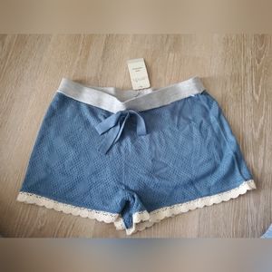 LEMON Cozy Cashmere Eyelet Bella Blue Lounge Sleepwear Shorts Womens Sz L